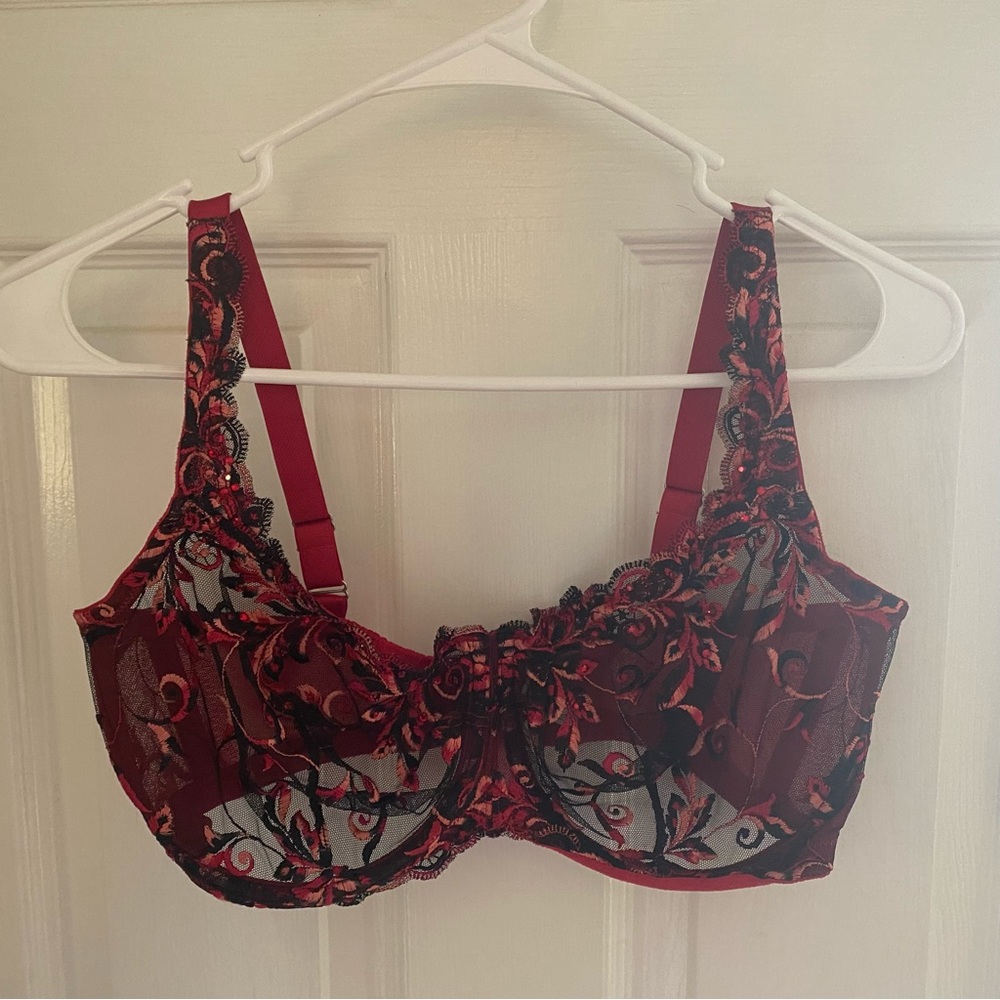 Soma Red Sensuous Lace Unlined Underwire Bra Size 34G